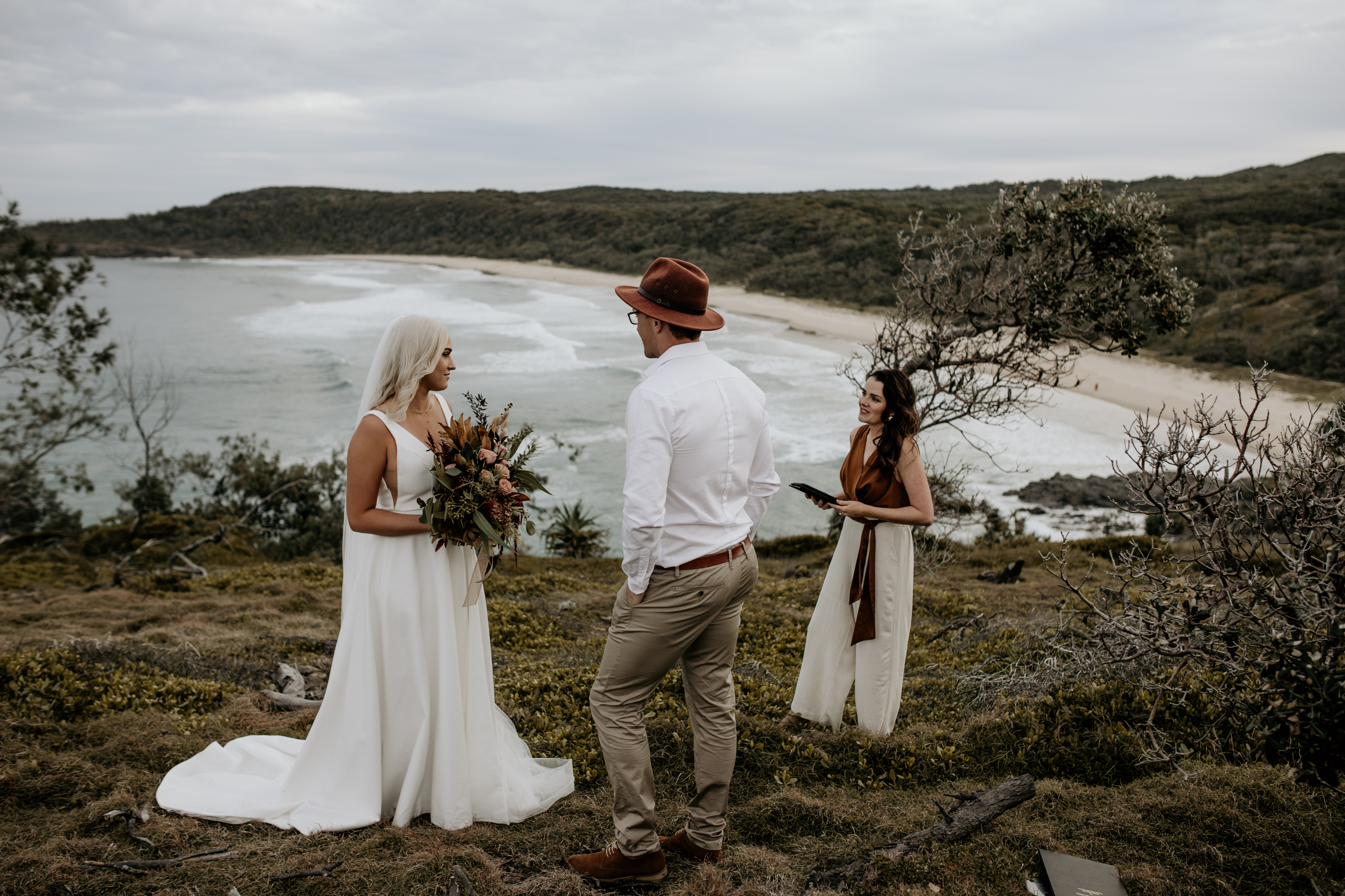 A coastal cliff top elopement