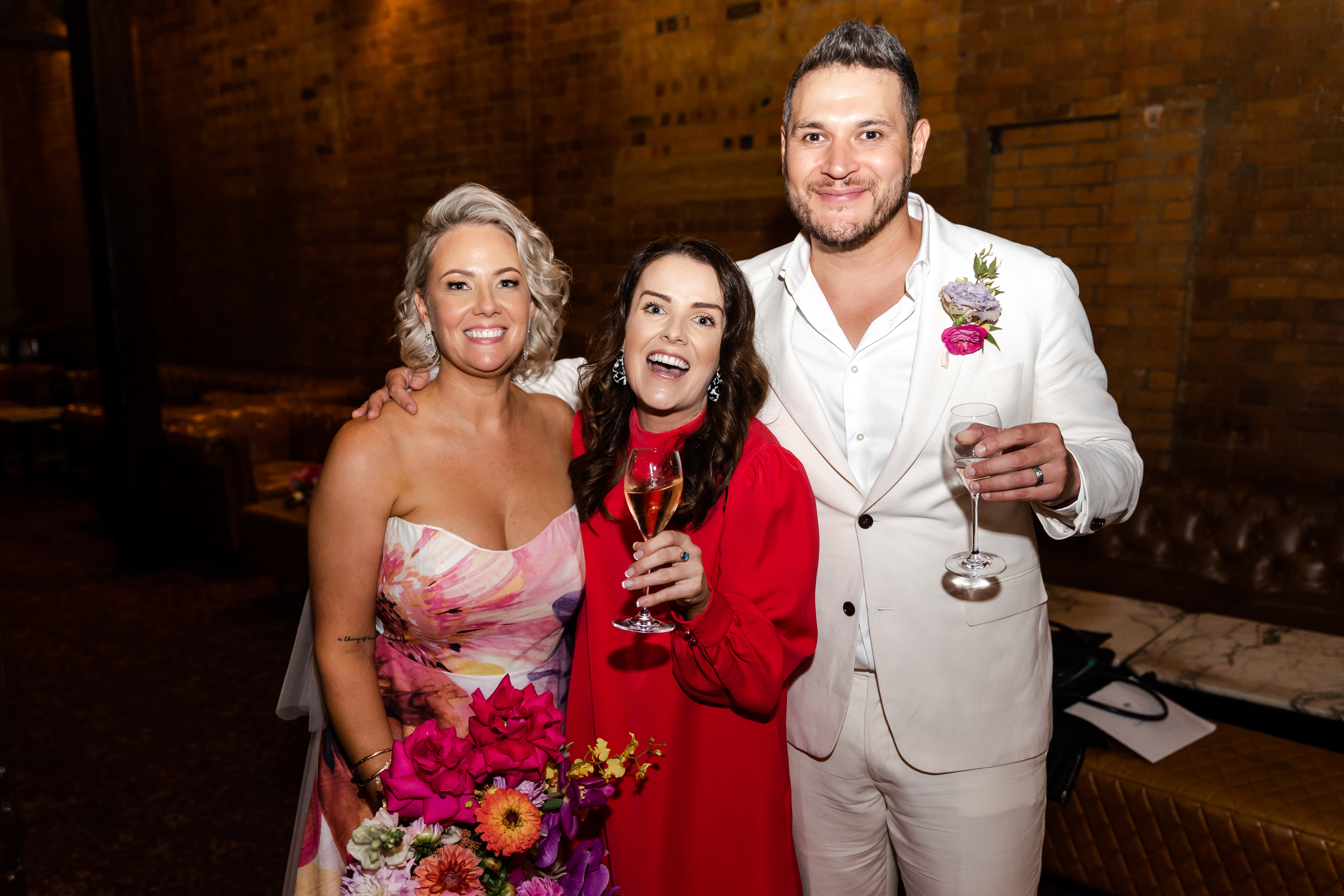 A groom cheering with joy