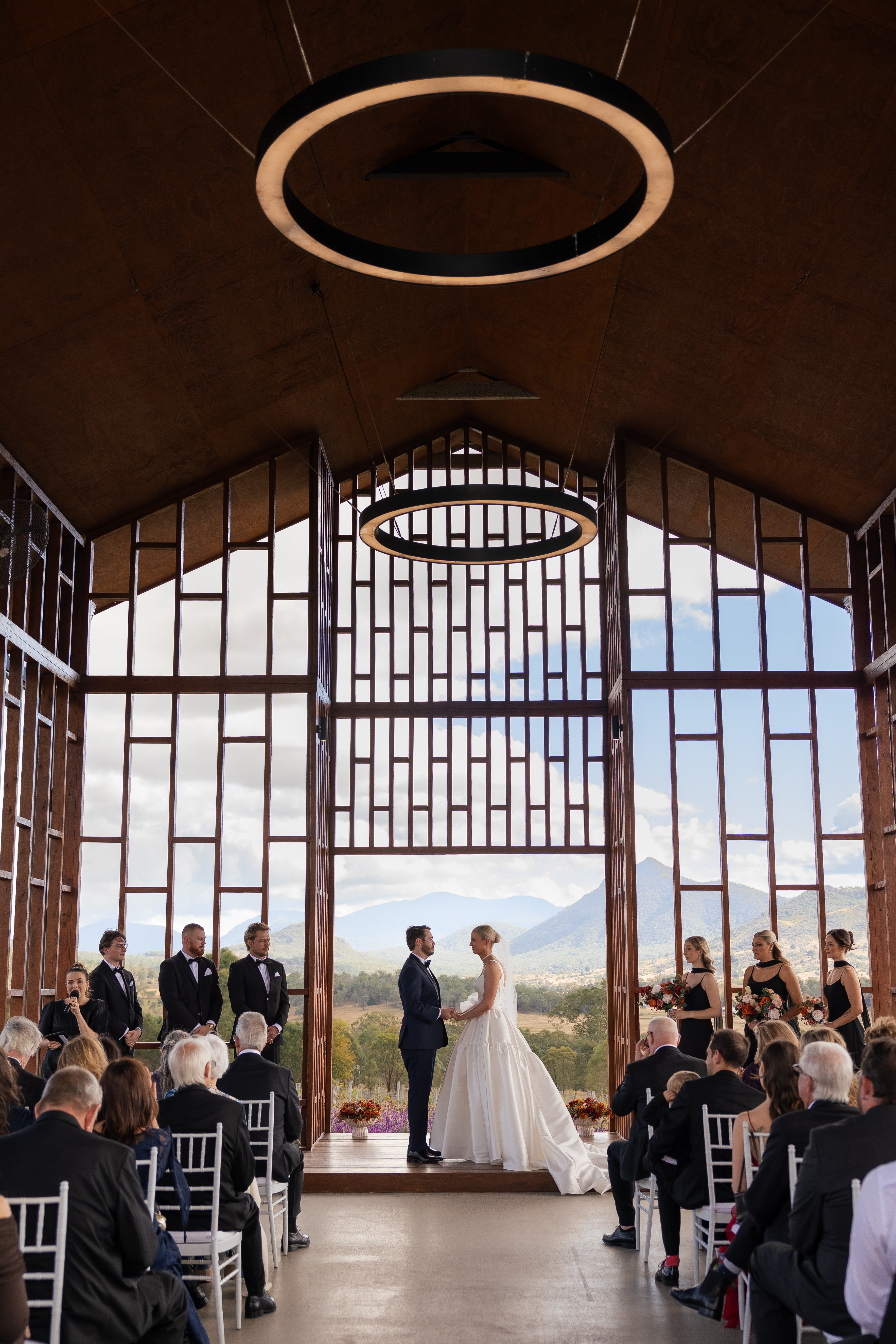 A glasshouse wedding ceremony