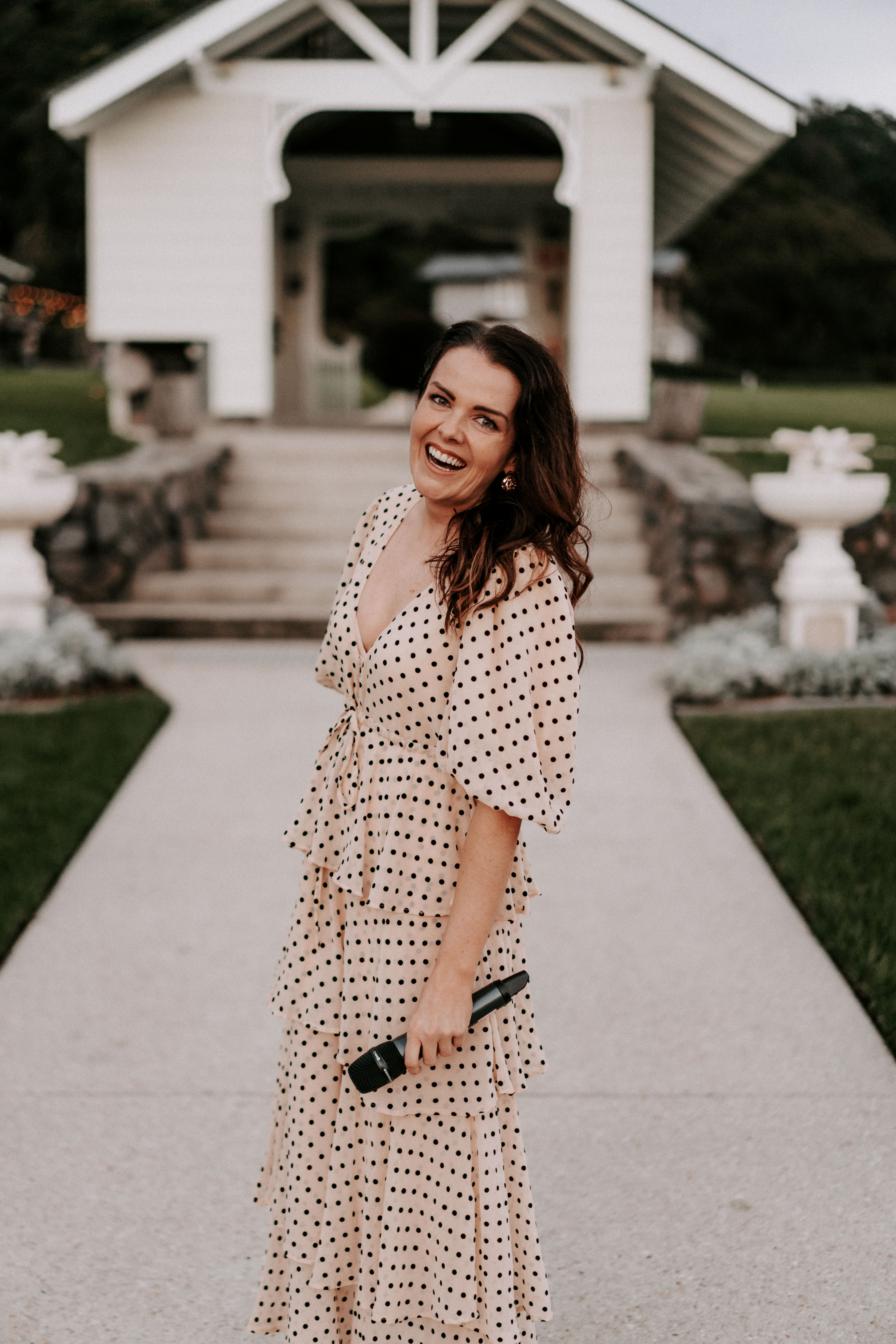 Danielle smiling and walking toward the camera
