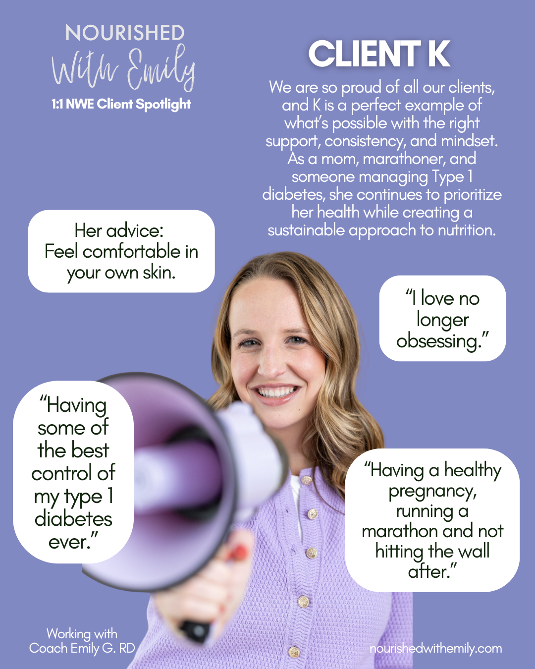 Women with type 1 diabetes losing weight with Nourished with Emily
