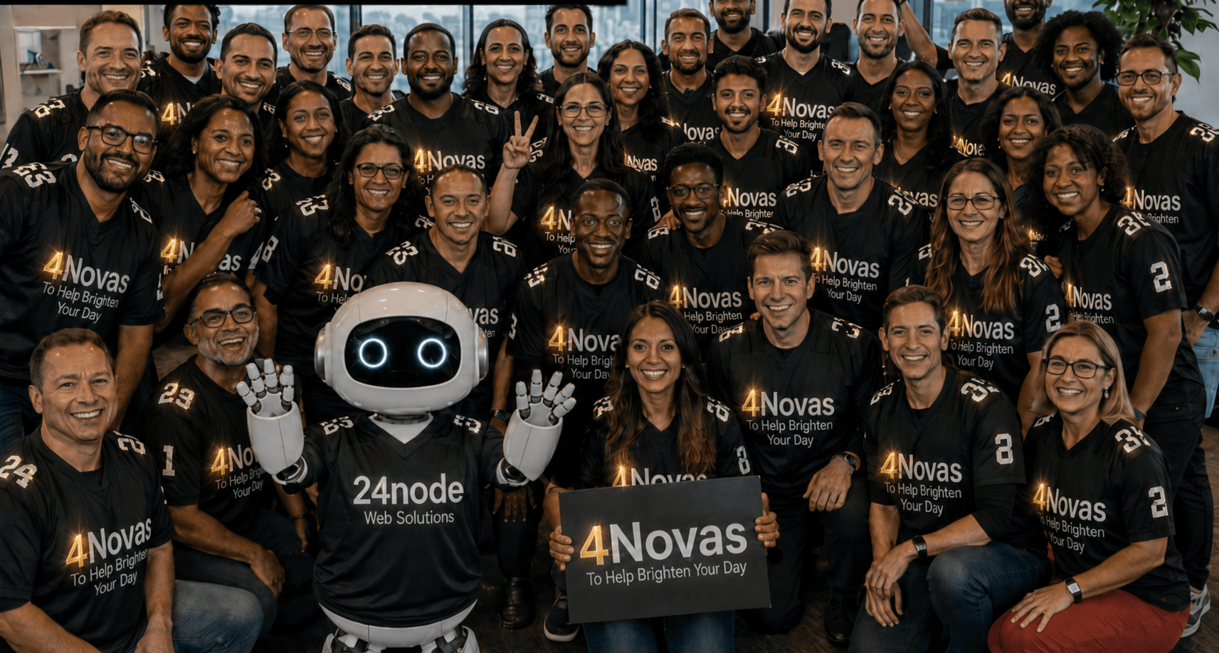 Compassionate team working in a high-tech environment