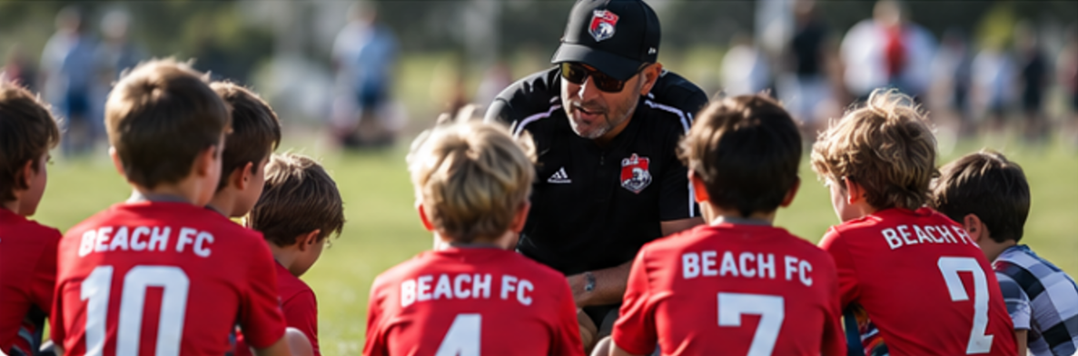 Beach FC volunteer coach with team