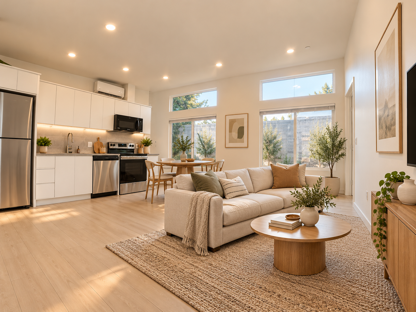 Bright, welcoming interior living and dining area in a CityPaks Pak 2 two-bedroom ADU