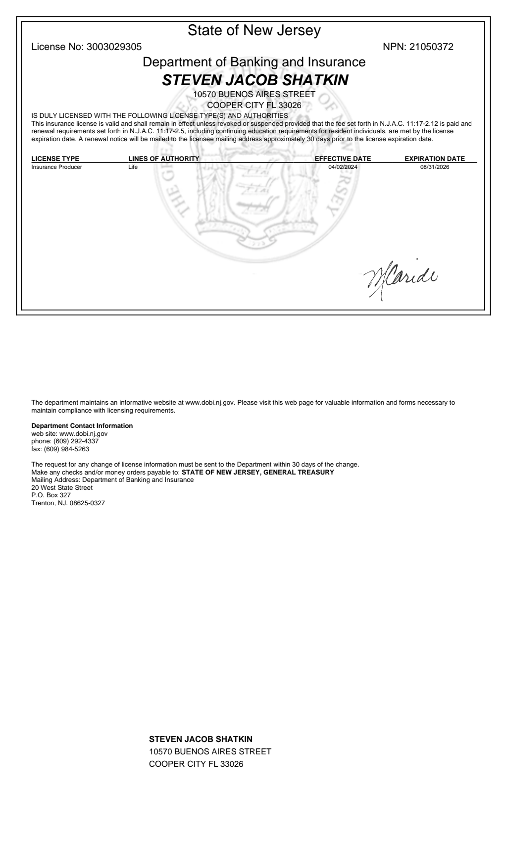 New Jersey Life Insurance License