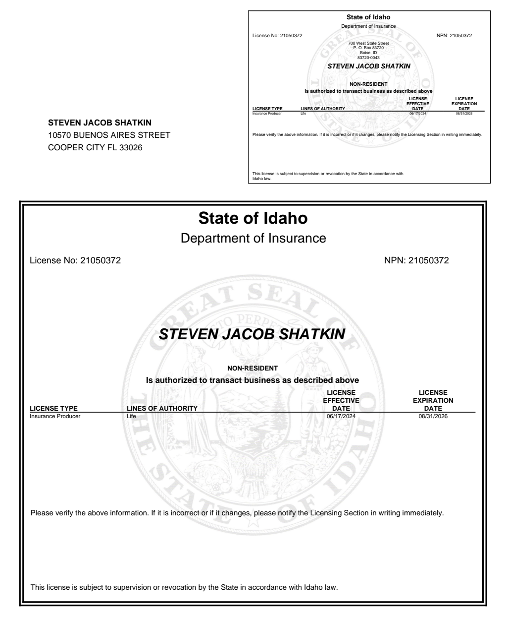 Idaho Life Insurance License