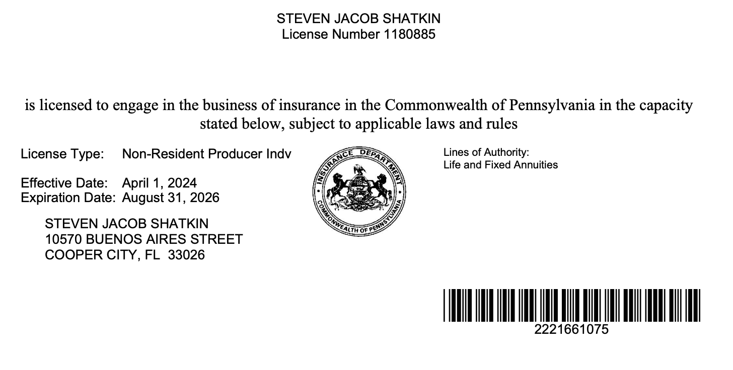 Pennsylvania Life Insurance License