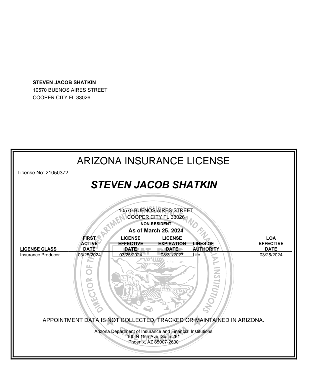 Arizona Life Insurance License
