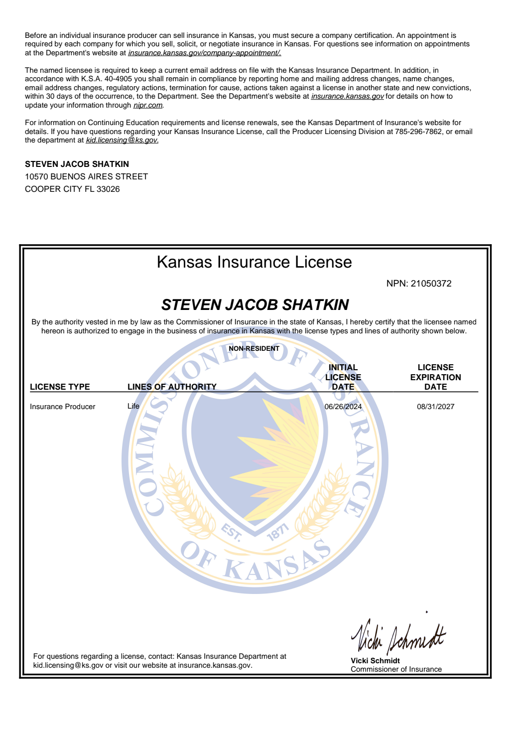 Kansas Life Insurance License