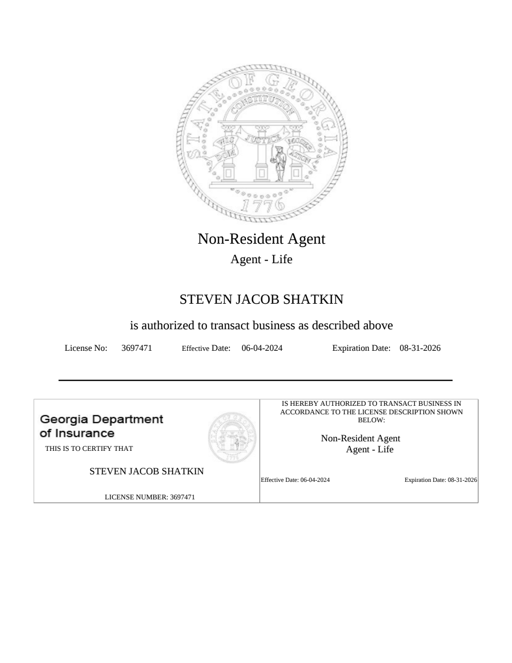 Georgia Life Insurance License