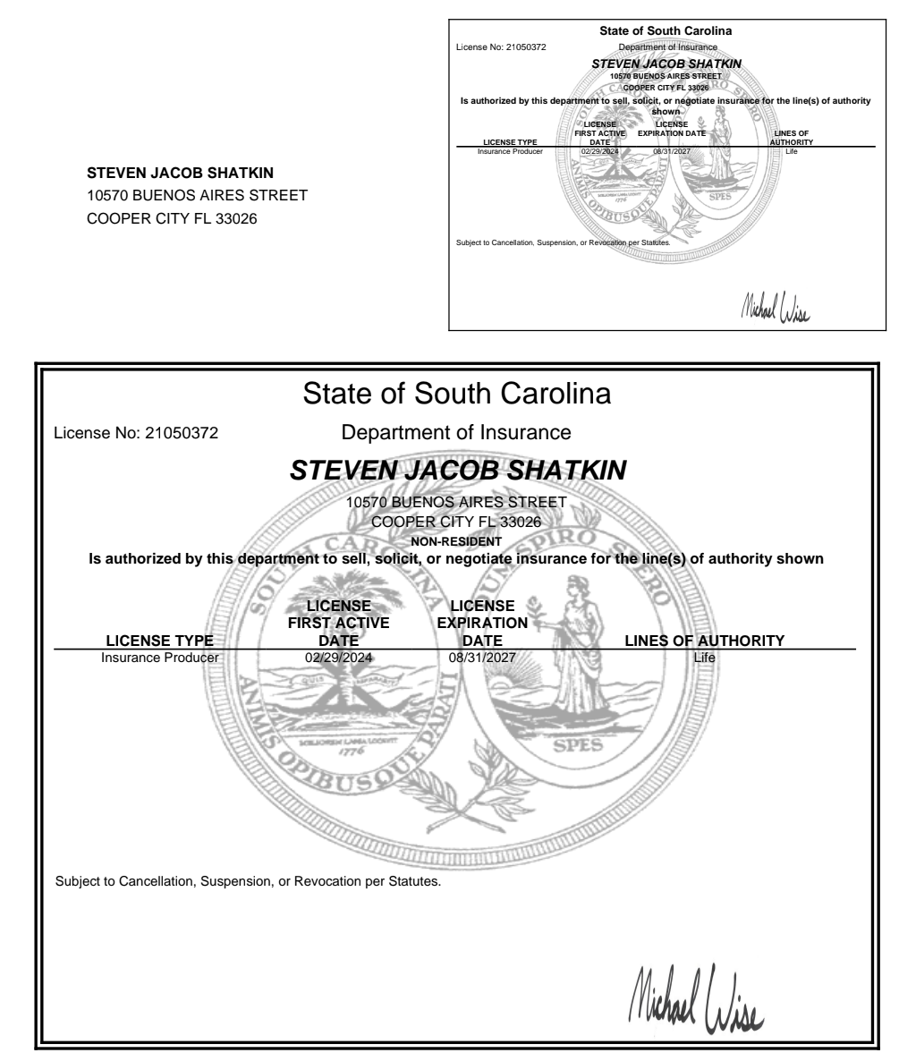 South Carolina Life Insurance License