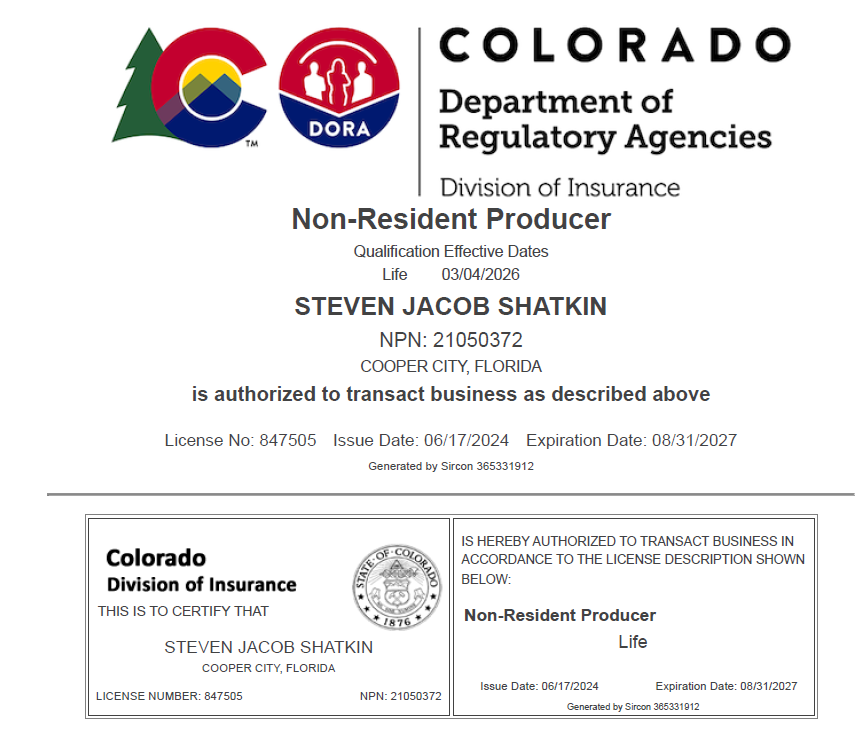 Colorado Life Insurance License