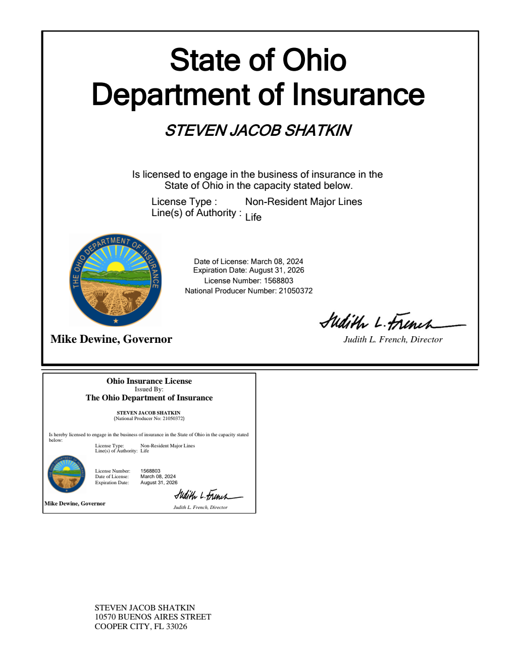 Ohio Life Insurance License