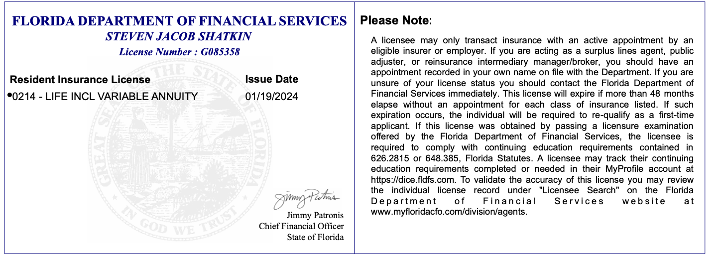 Florida Life Insurance License