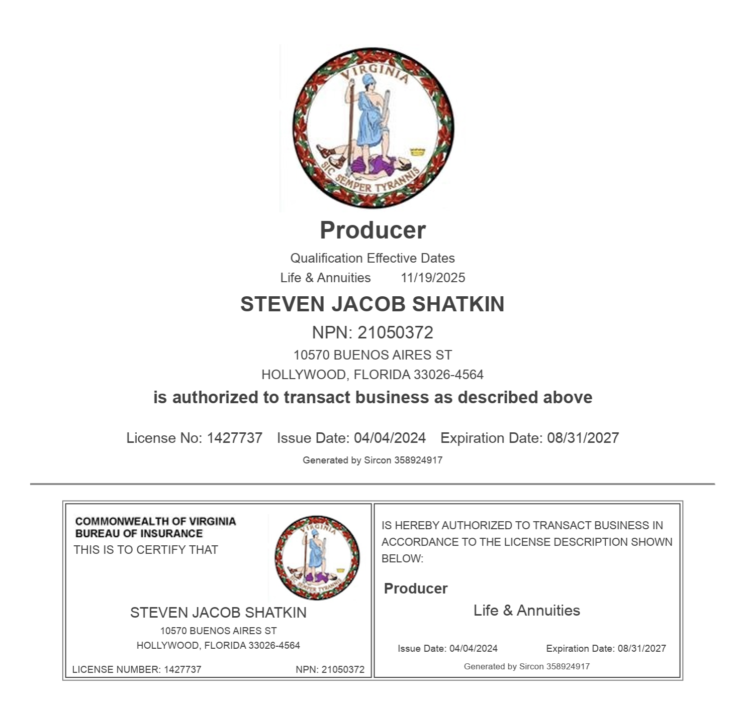 Virginia Life Insurance License