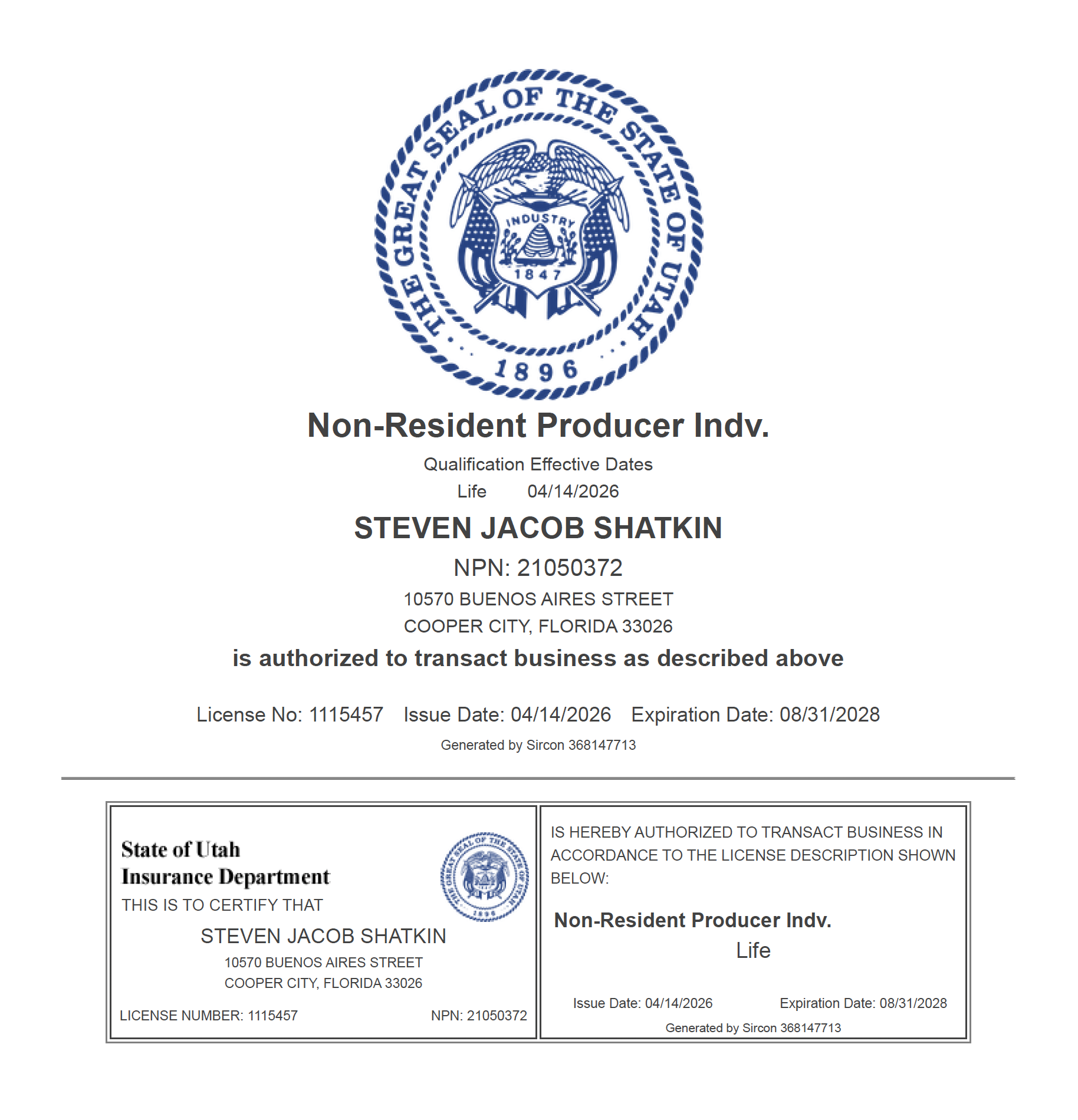 Utah Life Insurance License