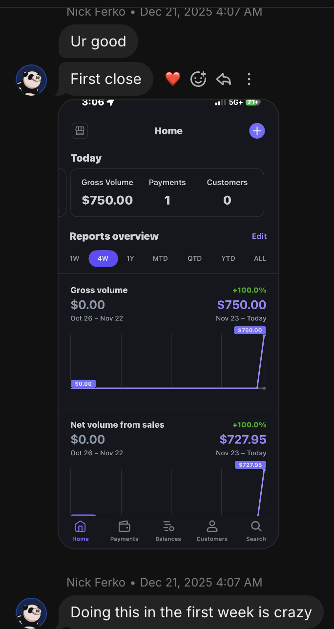 First Client Closed — $500