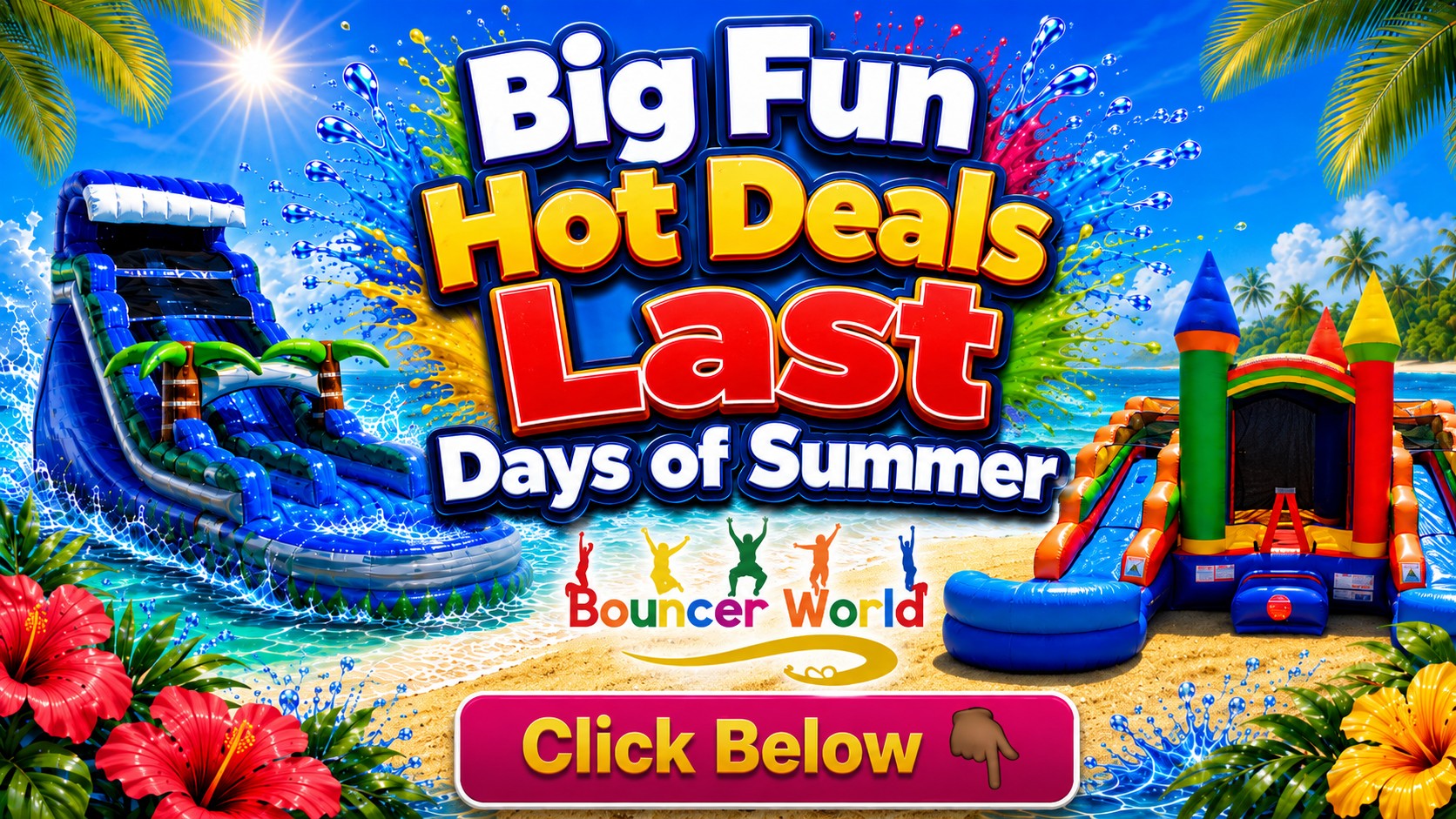 16ft Blue Wave Dual Lane Slide Wet/Dry | Bouncer World SC | Sumter, SC