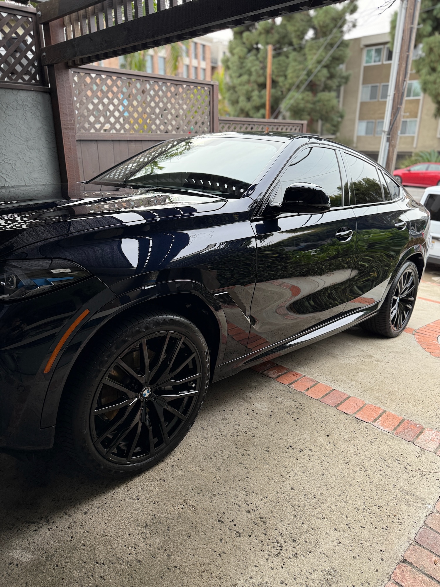 Black BMW coupe glowing under cover after full paint correction and ceramic coating—detailed to perfection by Elevate SD.