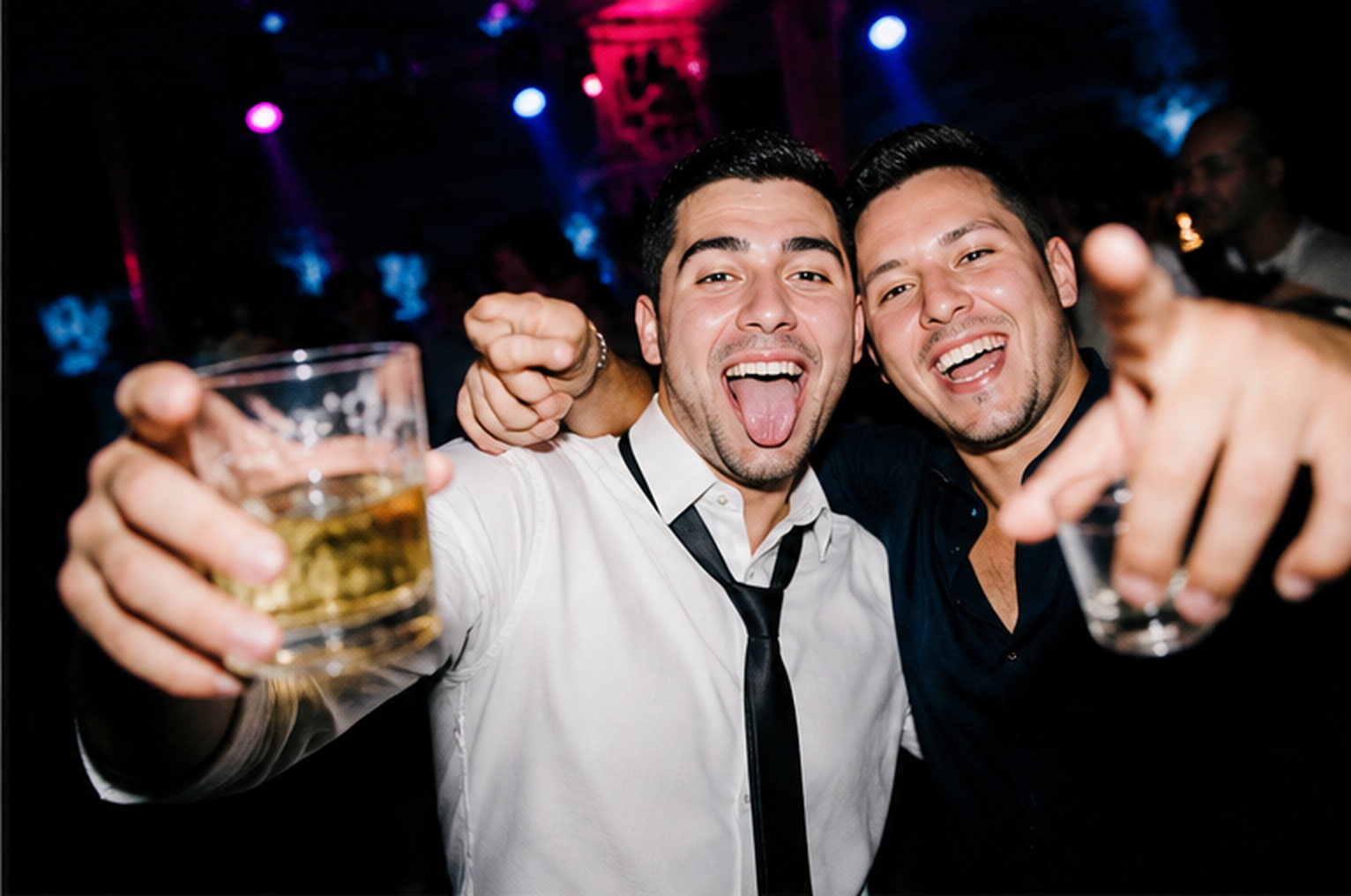 Friends taking a funny party selfie