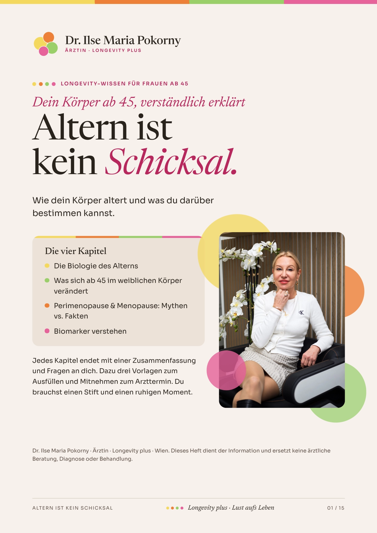 Titelseite des PDF-Hefts „Altern ist kein Schicksal“ von Dr. Ilse Maria Pokorny