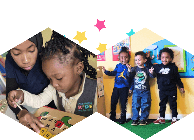 Group play with games at Incredible Kids Daycare Center in Bronx, New York