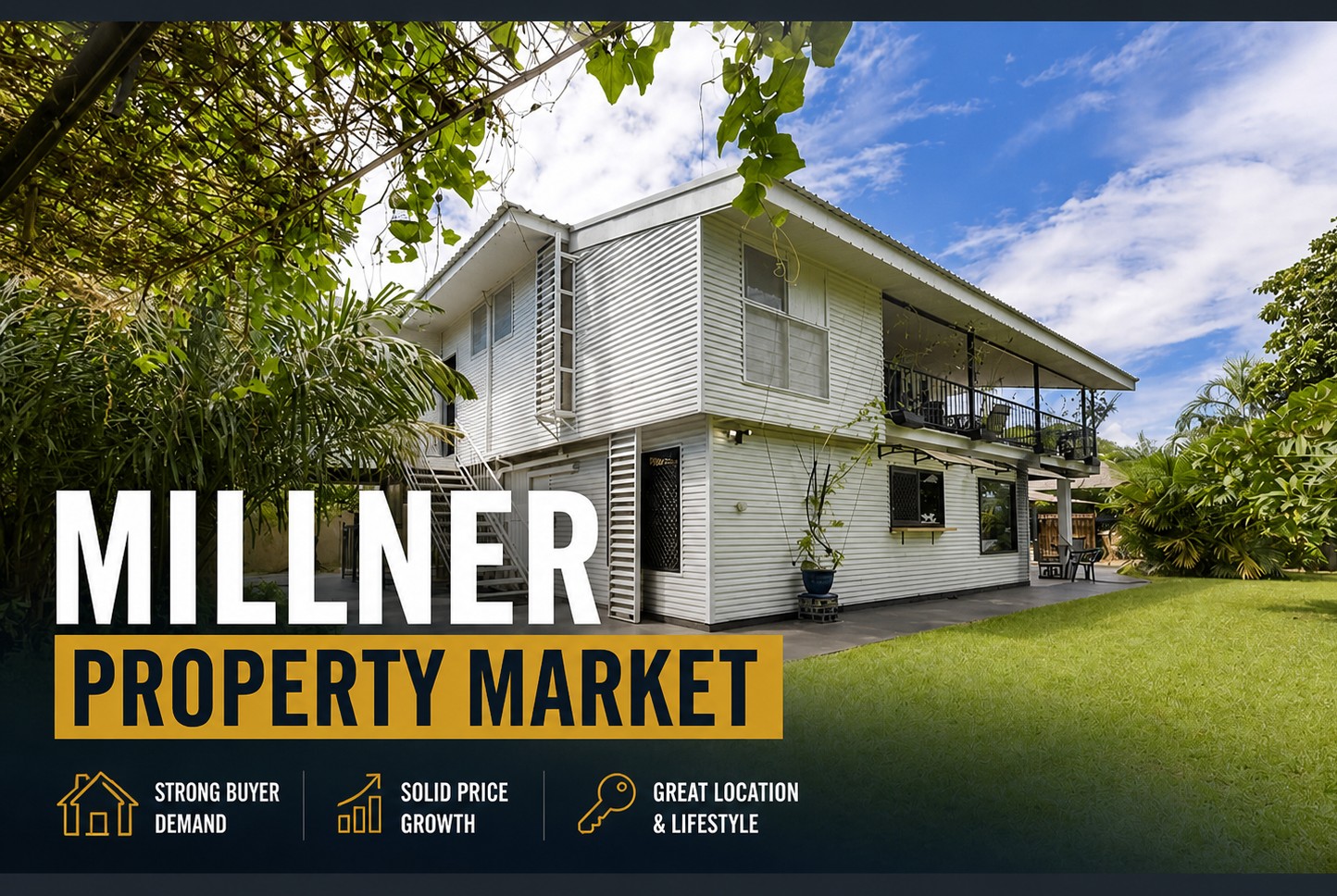 Millner property market 2026 Darwin real estate home with tropical greenery and outdoor space.