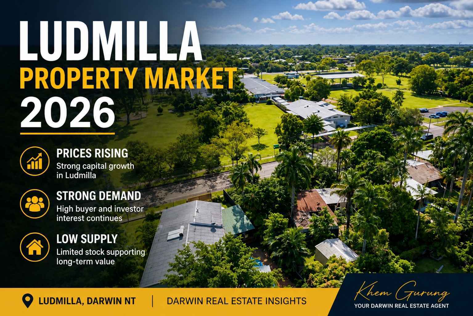 Ludmilla Darwin aerial view showing residential homes and greenery with property market trends 2026 including house prices, rental demand and investment potential Ludmilla Darwin aerial view showing residential homes and greenery with property market trends 2026 including house prices, rental demand and investment potential