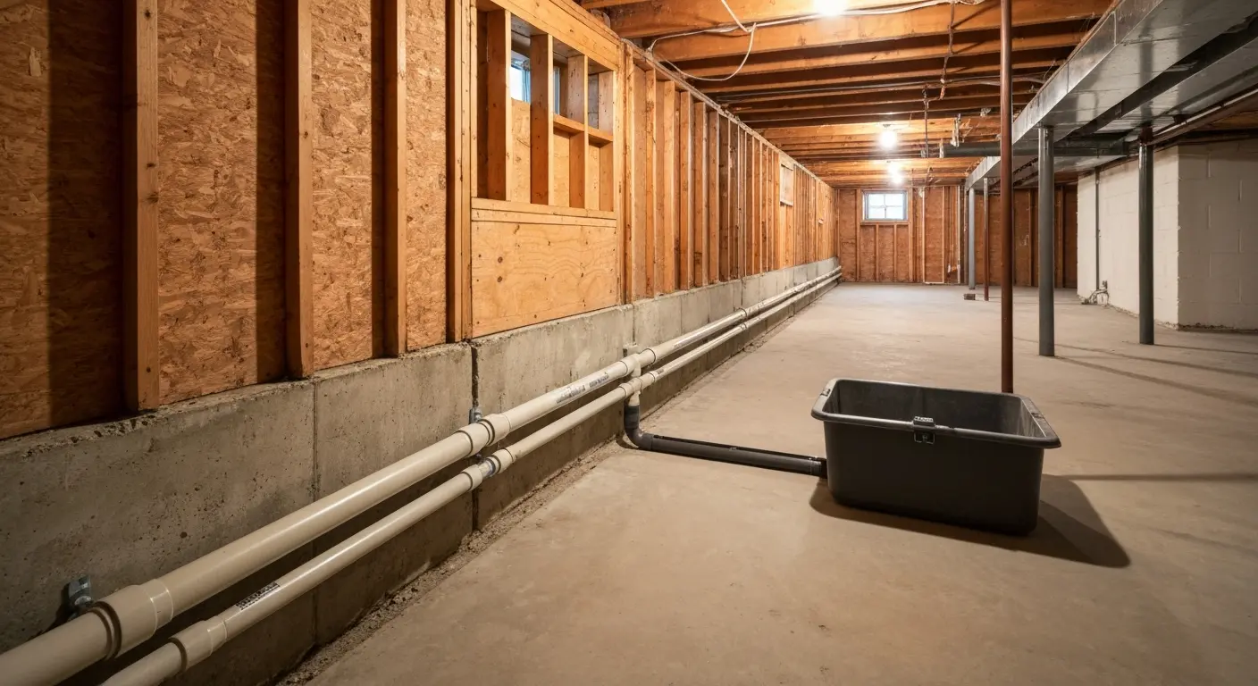 Basement waterproofing installation