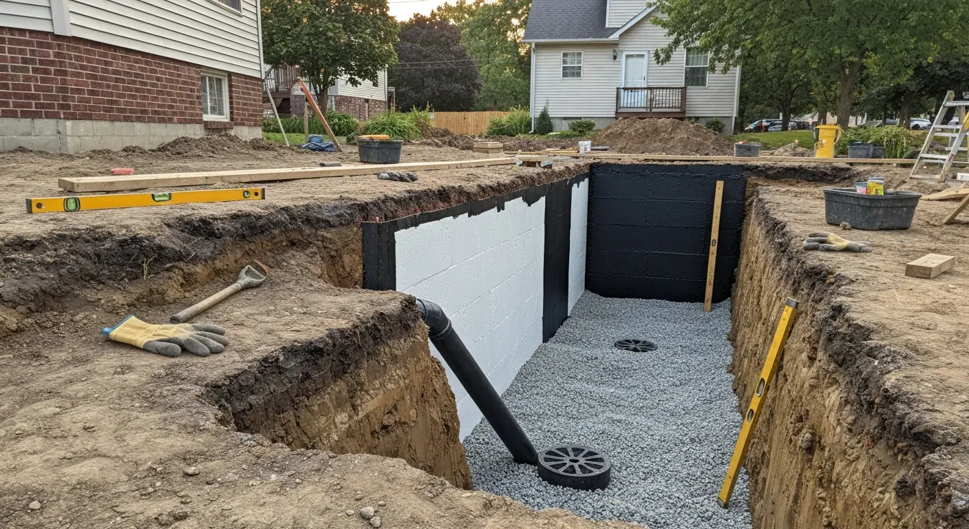 Exterior waterproofing and foundation drainage