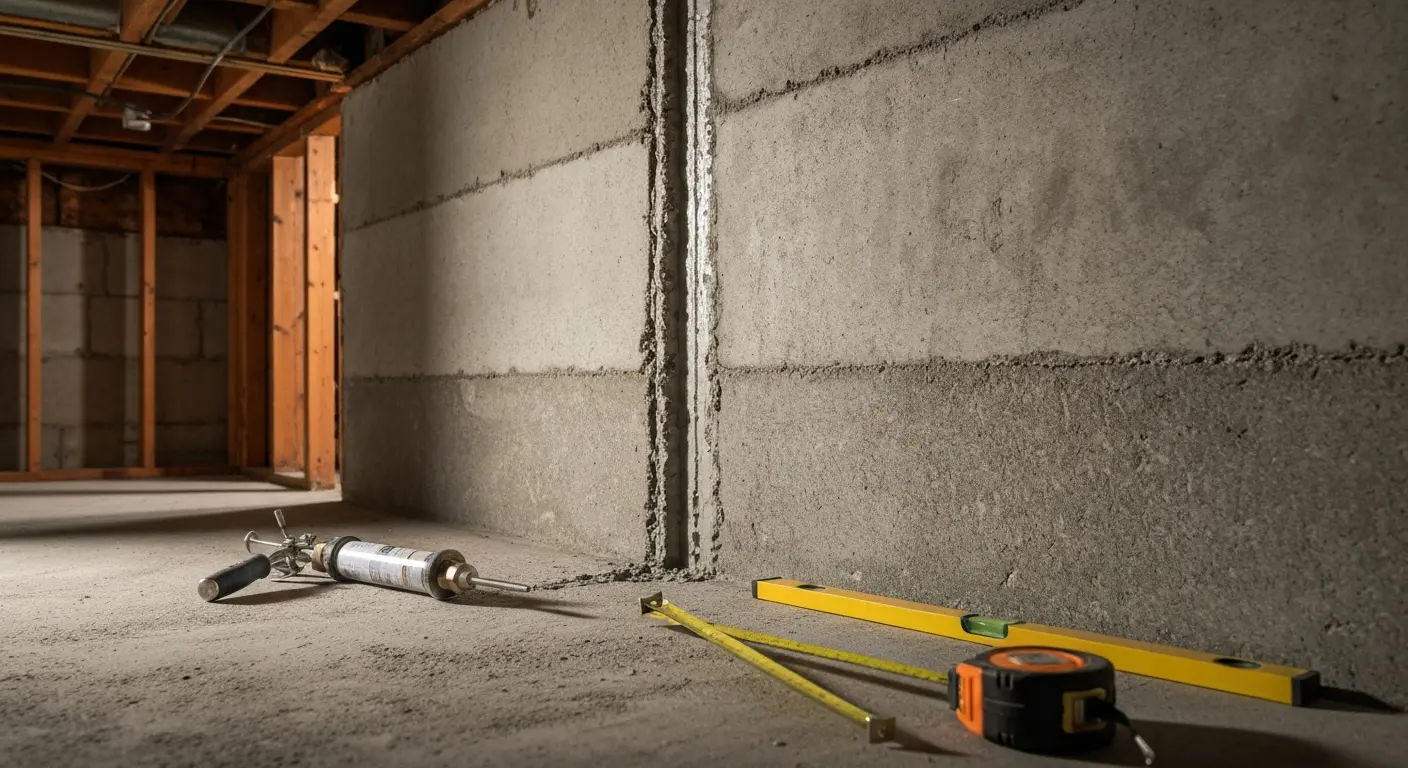 Foundation crack repair work