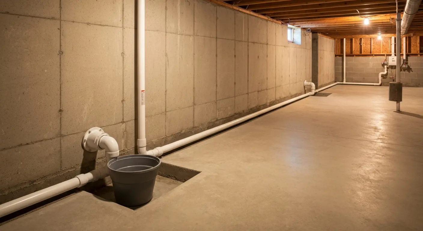 Interior French drain system installation