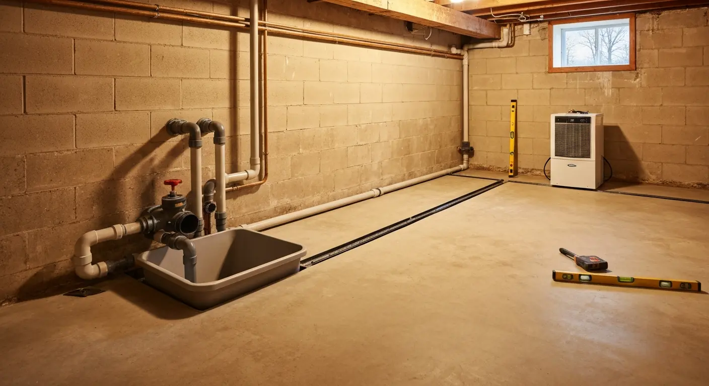 Basement waterproofing installation
