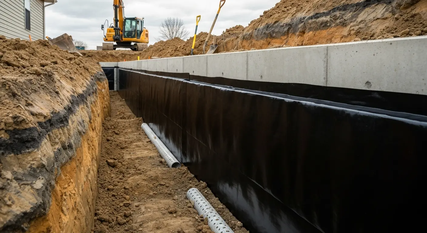 Exterior foundation waterproofing