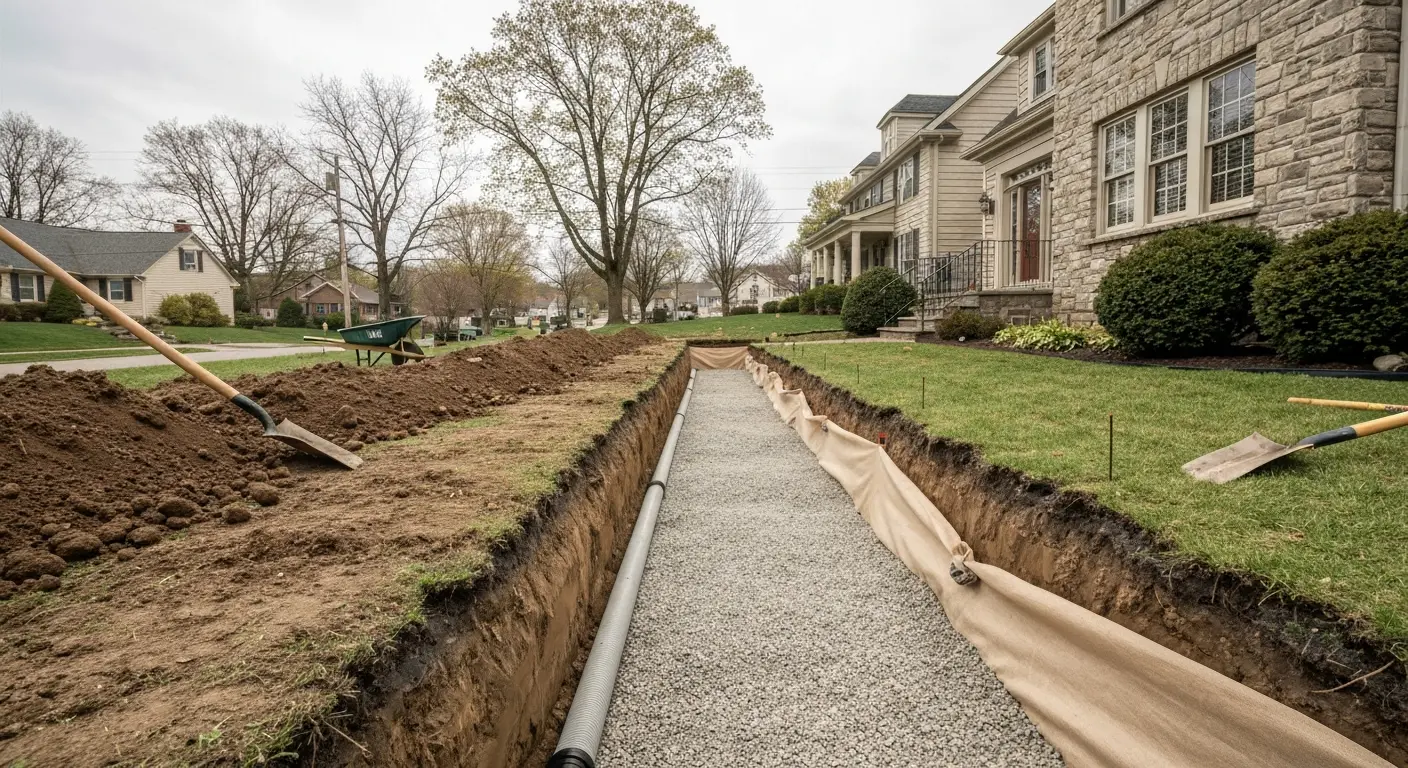 Exterior drainage and grading work