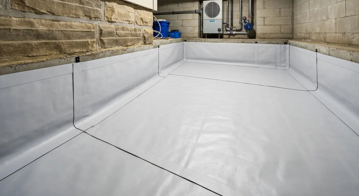 Crawl space waterproofing encapsulation