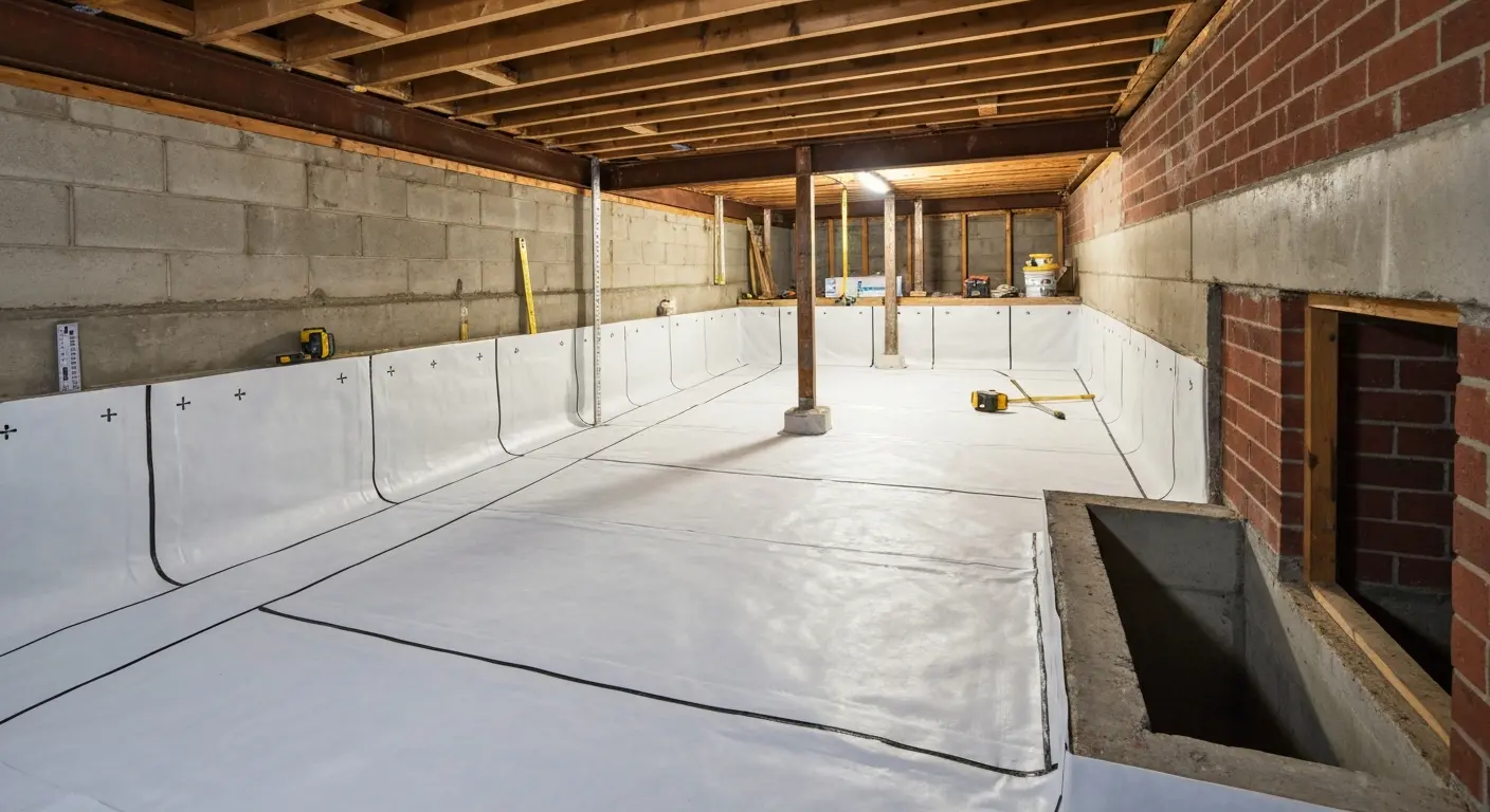 Crawl space waterproofing and encapsulation