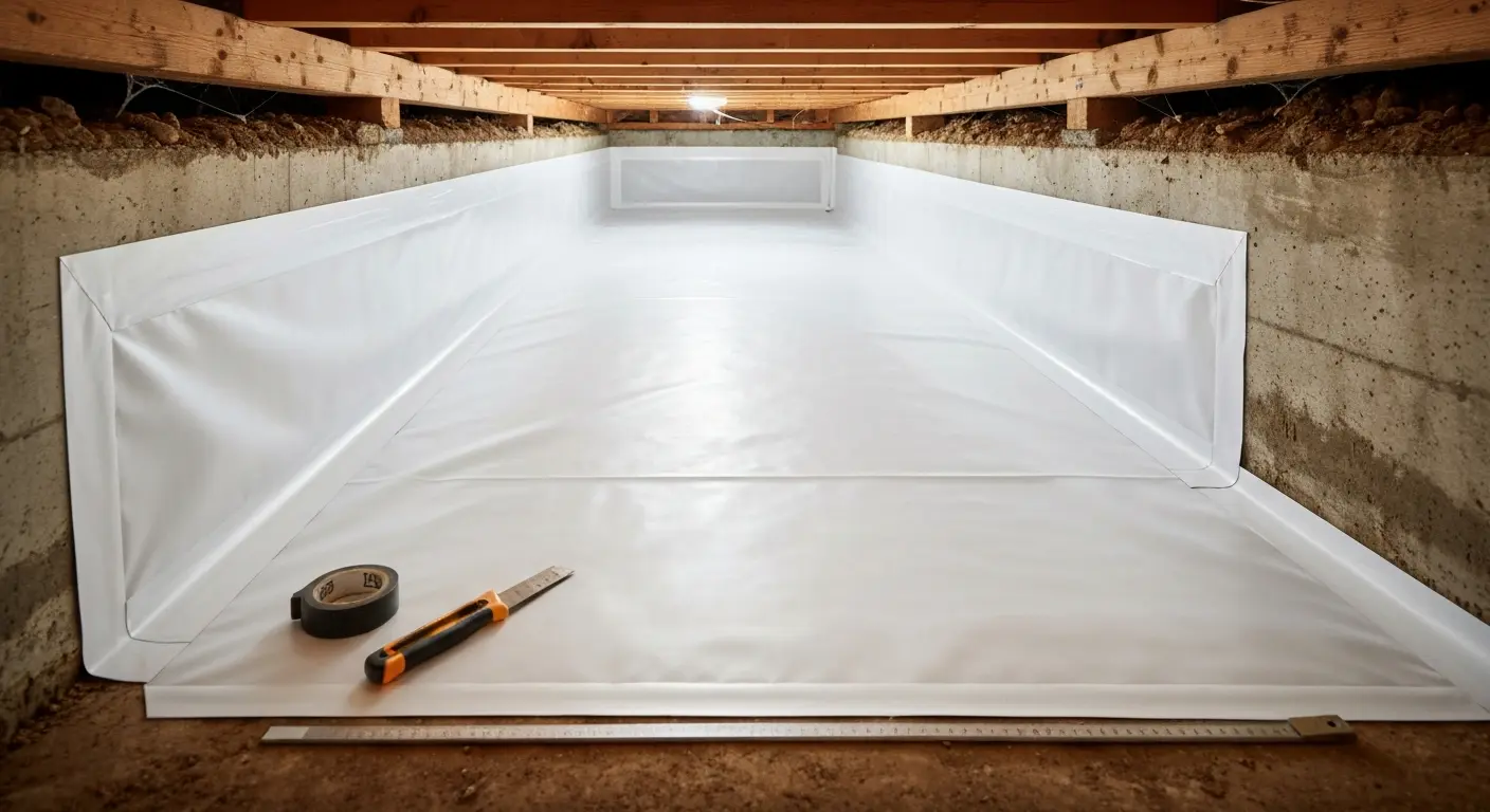 Crawl space membrane installation
