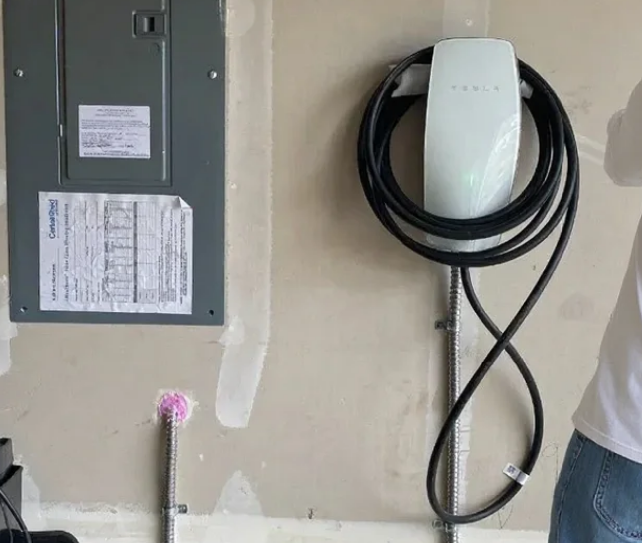 Level 2 EV charger installed in residential garage
