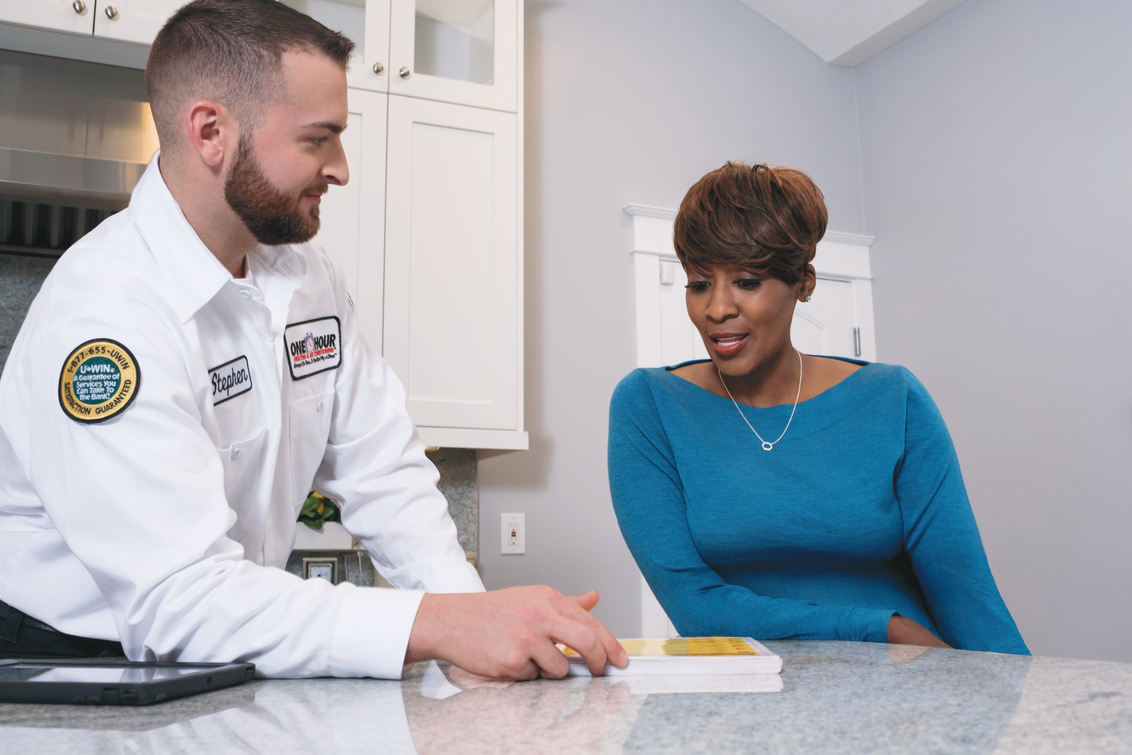 Homeowner signing up on a phone