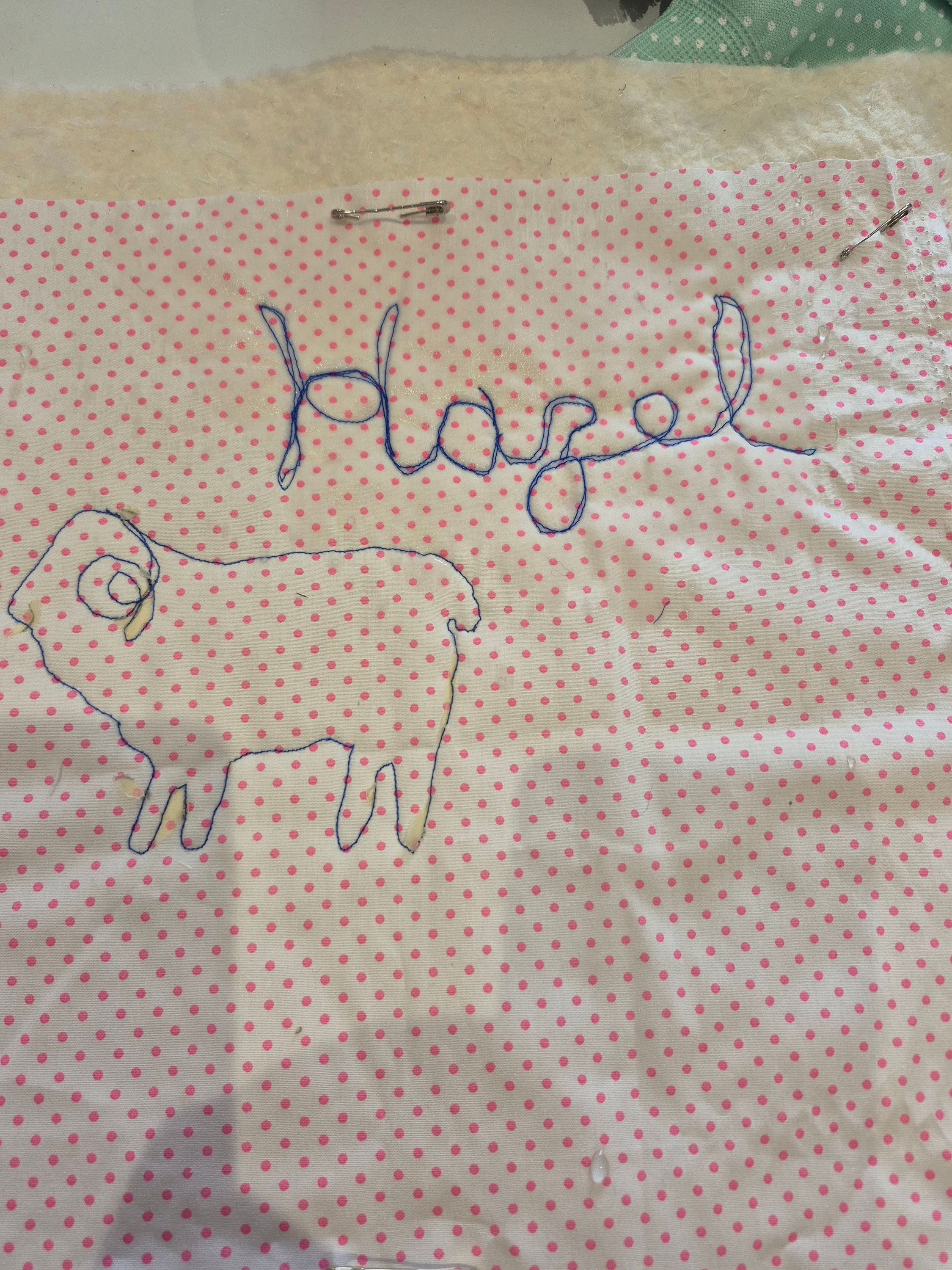 sheep stitched with free motion quilting