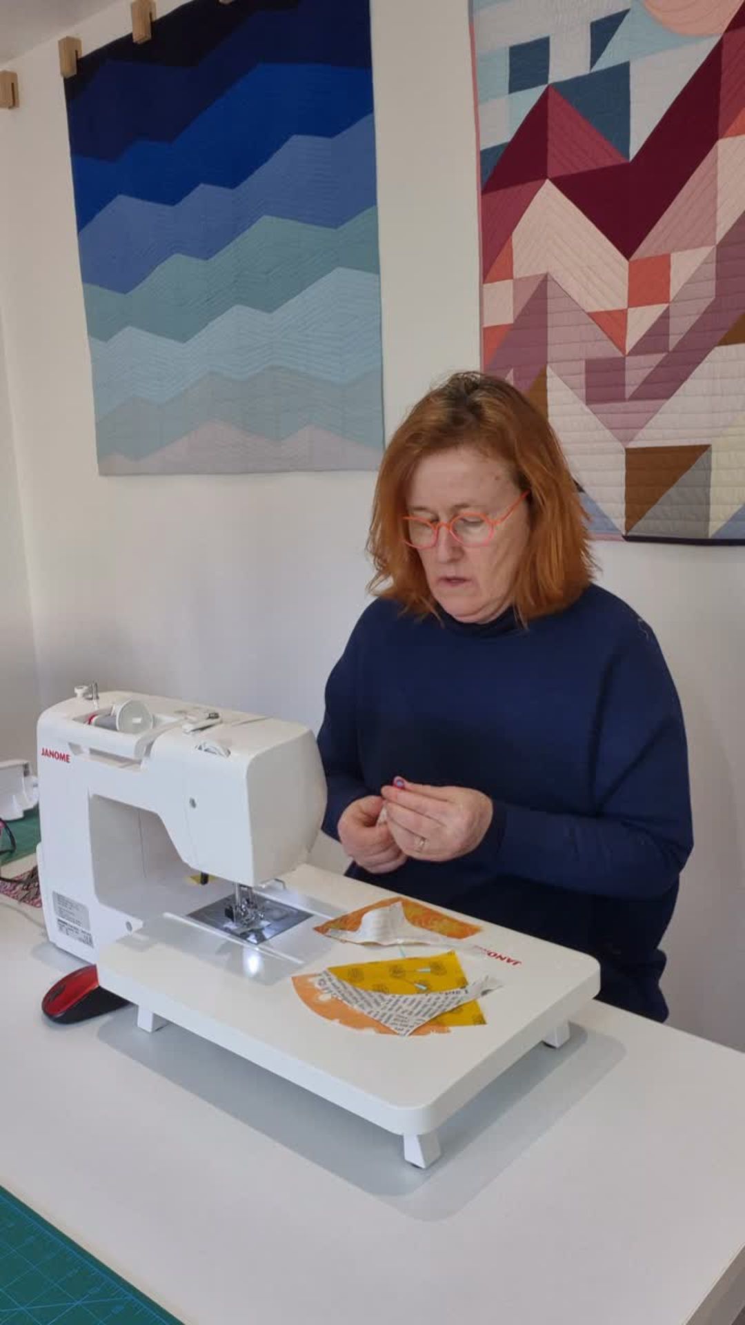 Diane from Stitchscape sewing in the yurt sewing studio