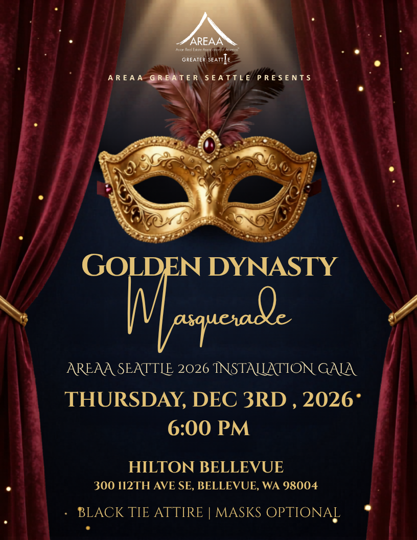Golden Dynasty Masquerade: AREAA Greater Seattle Installation Gala Flyer