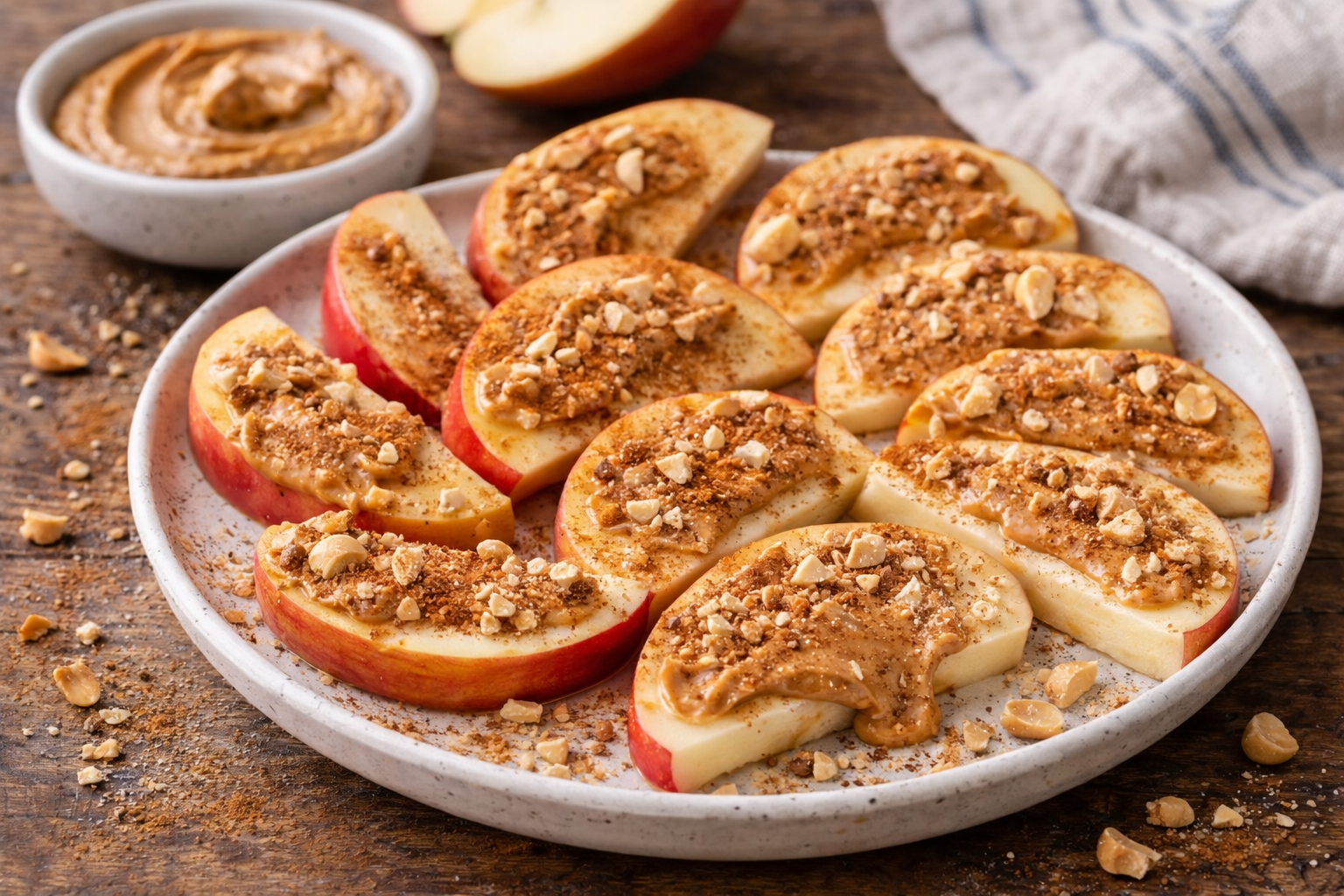 Manzana con crema de cacahuate y canela