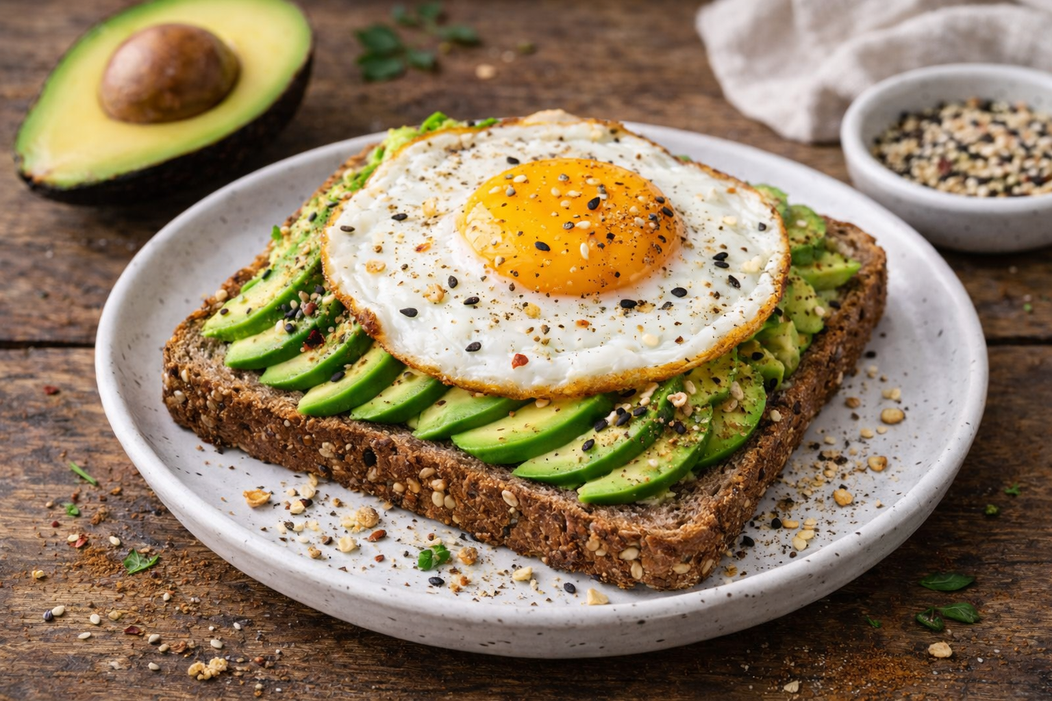 Tostada integral con huevo y aguacate
