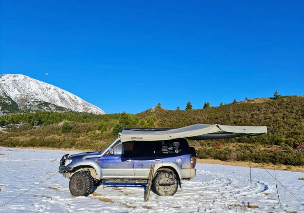 Truck with outdoor camping setup