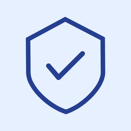 Shield icon with checkmark, symbolizing security and trust in IT solutions for businesses.