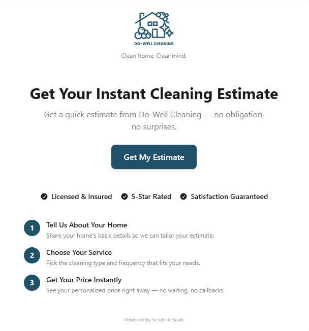 Results screen — instant price range with recurring options