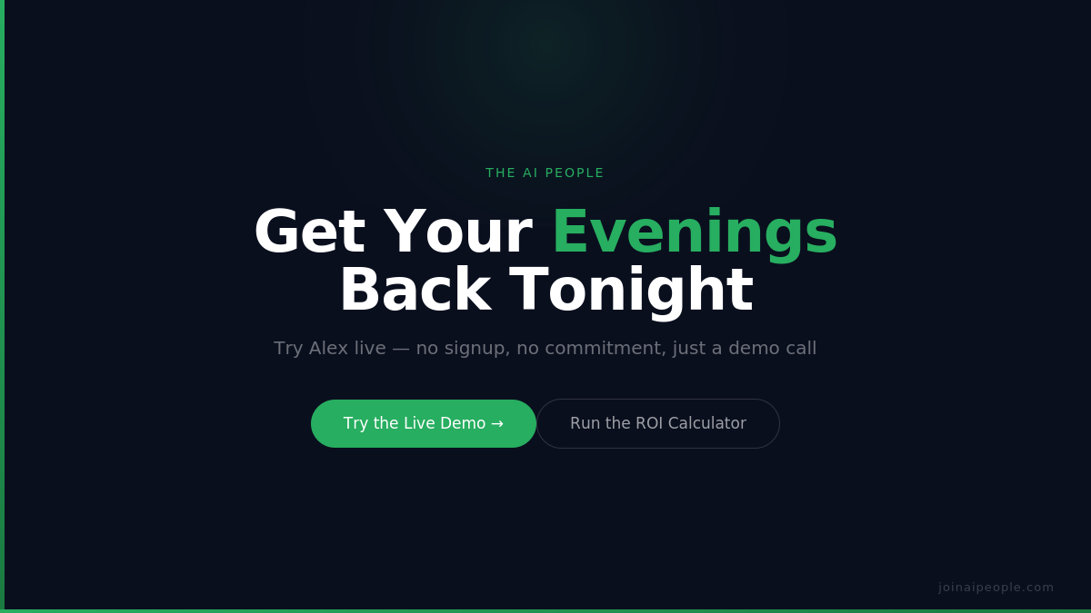 Try the AI People live demo and ROI calculator for free Try the AI People live demo and ROI calculator for free