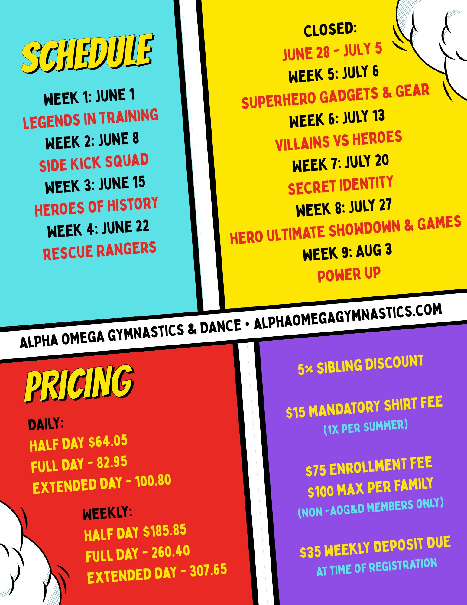 Summer of Superheros Schedule
